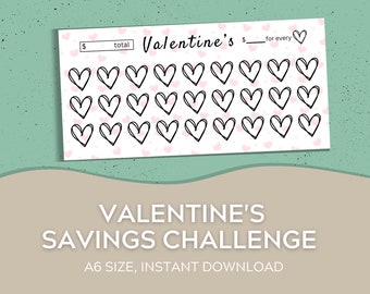 A6 Cash Envelopes Savings Tracker | Valentine’s Savings Challenge | Cash Envelope System | Cash Stuffing | Holiday Fund | Digital Download
