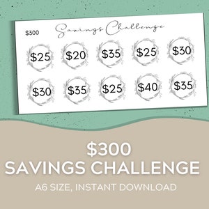 A6 Cash Envelopes Savings Challenge | Three Hundred Dollar Savings Challenge | Cash Envelope System | Savings Fund | Digital Download