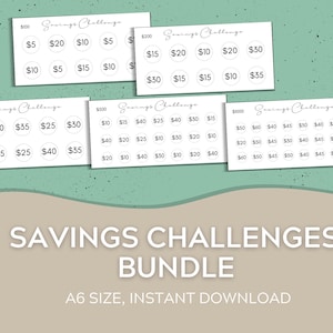 A6 Cash Envelopes Savings Challenge | Savings Challenge Bundle | Cash Envelope System | Savings Fund | Digital Download