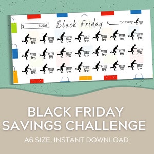 A6 Cash Envelopes Savings Tracker | Black Friday Savings Challenge | Cash Envelope System | Cash Stuffing | Shopping Fund | Digital Download