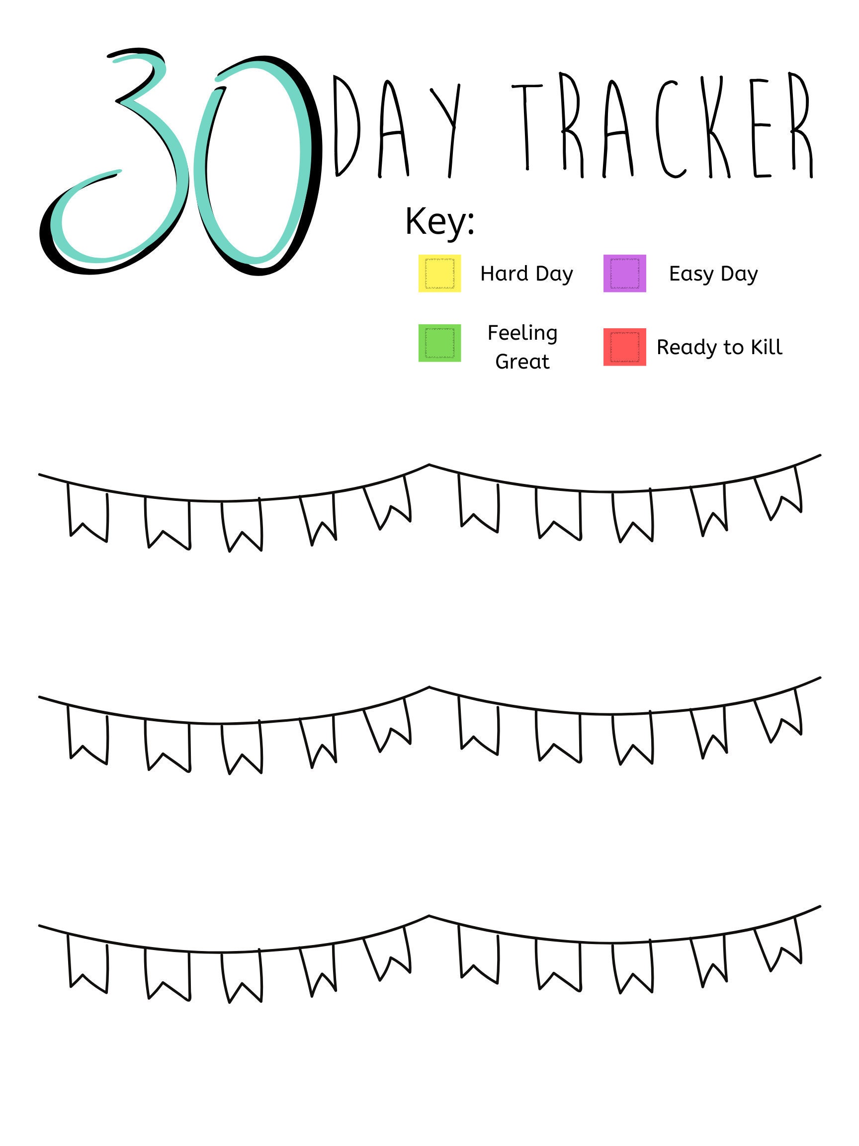Whole 30 30 Day Tracker Printable | Etsy