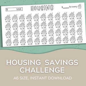 A6 Cash Envelopes Savings Tracker | Housing For College Savings Challenge | Cash Envelope System | Cash Stuffing | Digital Download