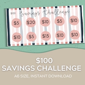 A6 Cash Envelopes Savings Challenge | One Hundred Dollar Savings Challenge | Cash Envelope System | Savings Fund | Digital Download