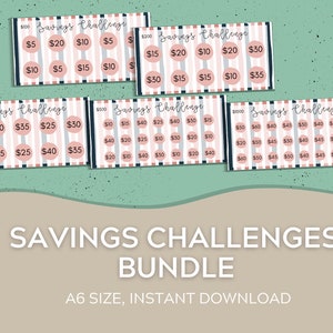 A6 Cash Envelopes Savings Challenge | Savings Challenge Bundle | Cash Envelope System | Savings Fund | Digital Download