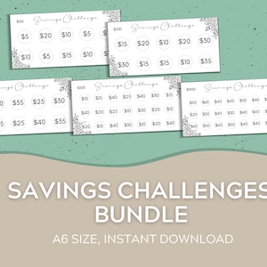 A6 Cash Envelopes Savings Challenge | Savings Challenge Bundle | Cash Envelope System | Savings Fund | Digital Download