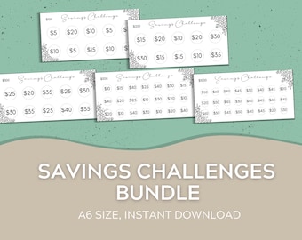 A6 Cash Envelopes Savings Challenge | Savings Challenge Bundle | Cash Envelope System | Savings Fund | Digital Download