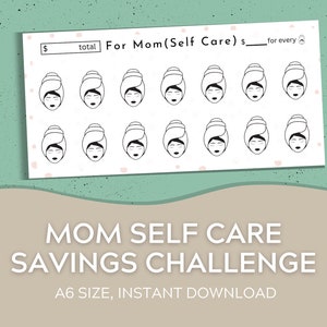 A6 Cash Envelopes Savings Tracker | Mom Self Care Savings Challenge | Cash Envelope System | Baby Fund | Digital Download