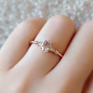 Peach Morganite Promise Ring, 18K Gold Vermeil Custom Gemstone Ring, 14K Rose Gold Morganite Diamond Ring, Women Ring, Dainty Vintage Ring