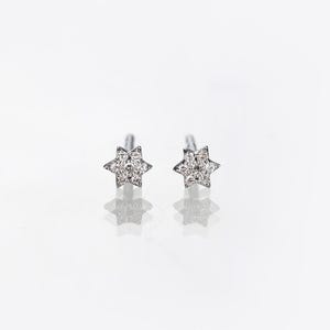 925S Sterling Silver Jewish Star Earrings, 14K Gold Delicate Hexagram Star Diamond Studs, Solid Gold Minimalist Valentine's Day for her