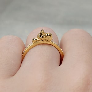Silver Unique Baby Hamster Ring, Yellow Gold Year of the Rat Melon Seed Ring, Cute 14K Pet Animal Jewelry, Hamster Guinea Pig Lover Ring