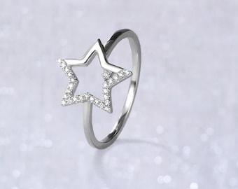 Diamant Stern Ring, 925 Sterling Silber, himmlischen Schmuck