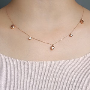 Oval Morganite Charm Necklace, Multi Gemstone Gold Necklace, 14K Round Oval Custom Gemstone Pendant, Dainty 18K Gold Vermeil Choker
