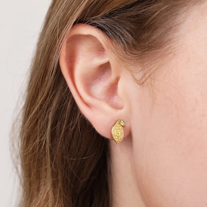 Lemon Citrine Peridot Earrings, Lemon Studs Earrings, Fruit Earrings for Kids, Cute Dainty Lemon Earrings, Women&#39;s Fruit Lemon Earrings