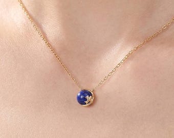 14K Gold Lapis Lazuli Airplane Pendant, Diamond Accent Necklace, Airplane Rocket Car Ship