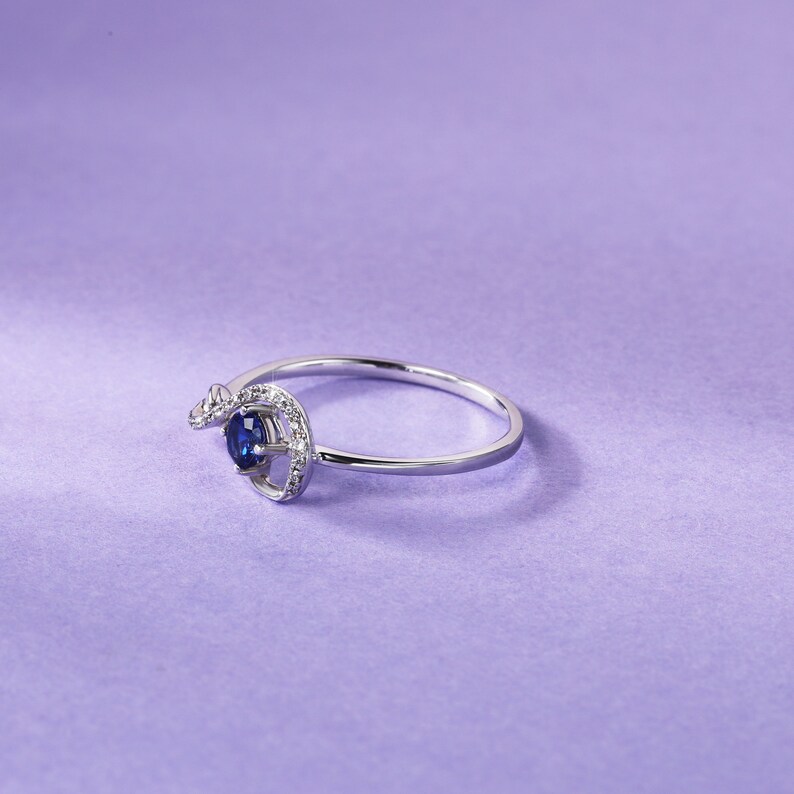 Valentine/'s Day Gifts Sapphire Engagement Ring for Women Black Friday Dainty Sapphire Promise Ring personalize in Rose Gold or White gold