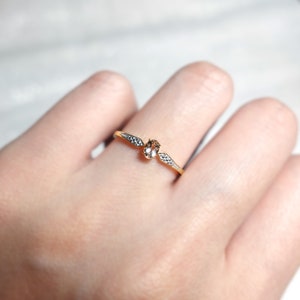 925S Morganite Promise Ring, 14kt Rose Gold Oval Vintage Peach Morganite Ring, Minimalist Wedding Engagement Ring, Mothers Day Gifts