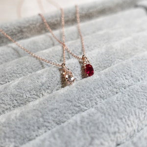 Zilveren vintage morganiethanger, gouden vermeil ketting, 14K roségouden minimalistische morganietketting, bruiloft verloving gepersonaliseerd