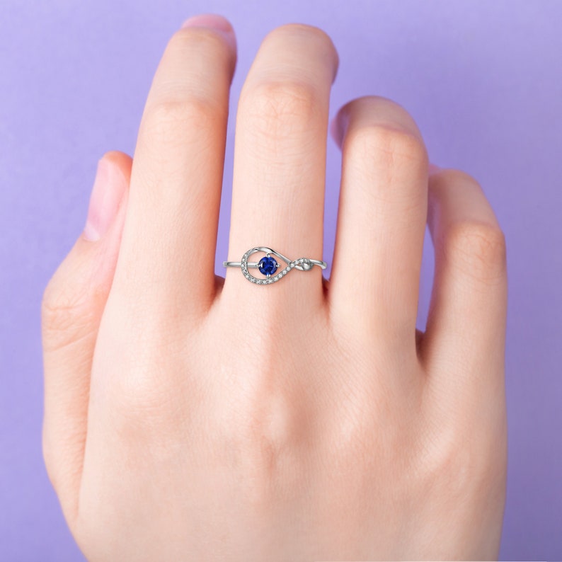 Valentine/'s Day Gifts Sapphire Engagement Ring for Women Black Friday Dainty Sapphire Promise Ring personalize in Rose Gold or White gold