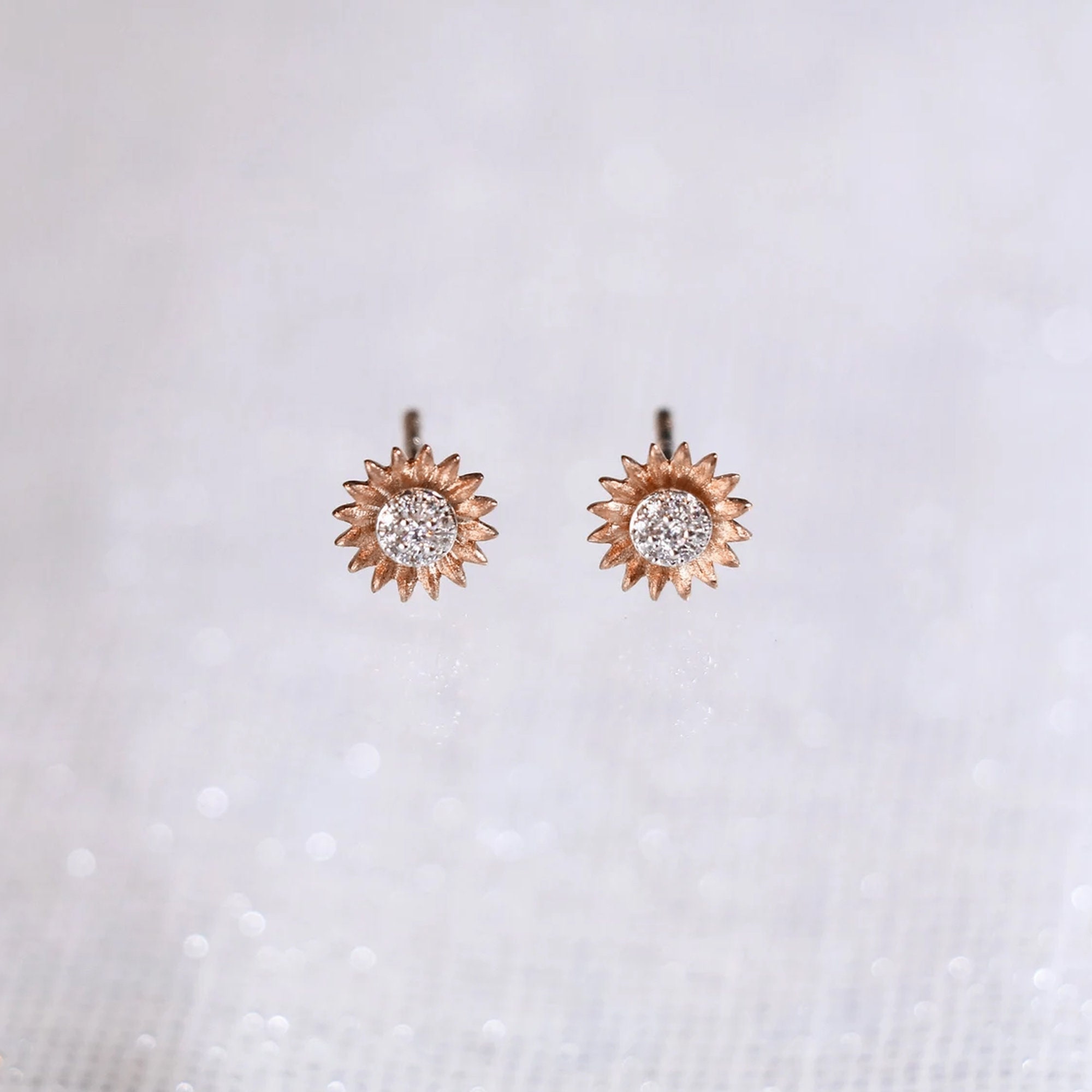 Orecchini a Forma di Girasole in Argento Sterling 925 Placcati