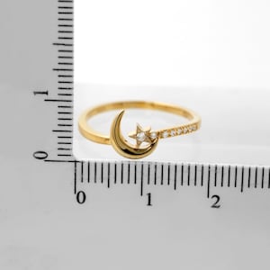 Crescent Moon and Star Ring, Etoile Proposal Diamond Ring, Silver Star ...