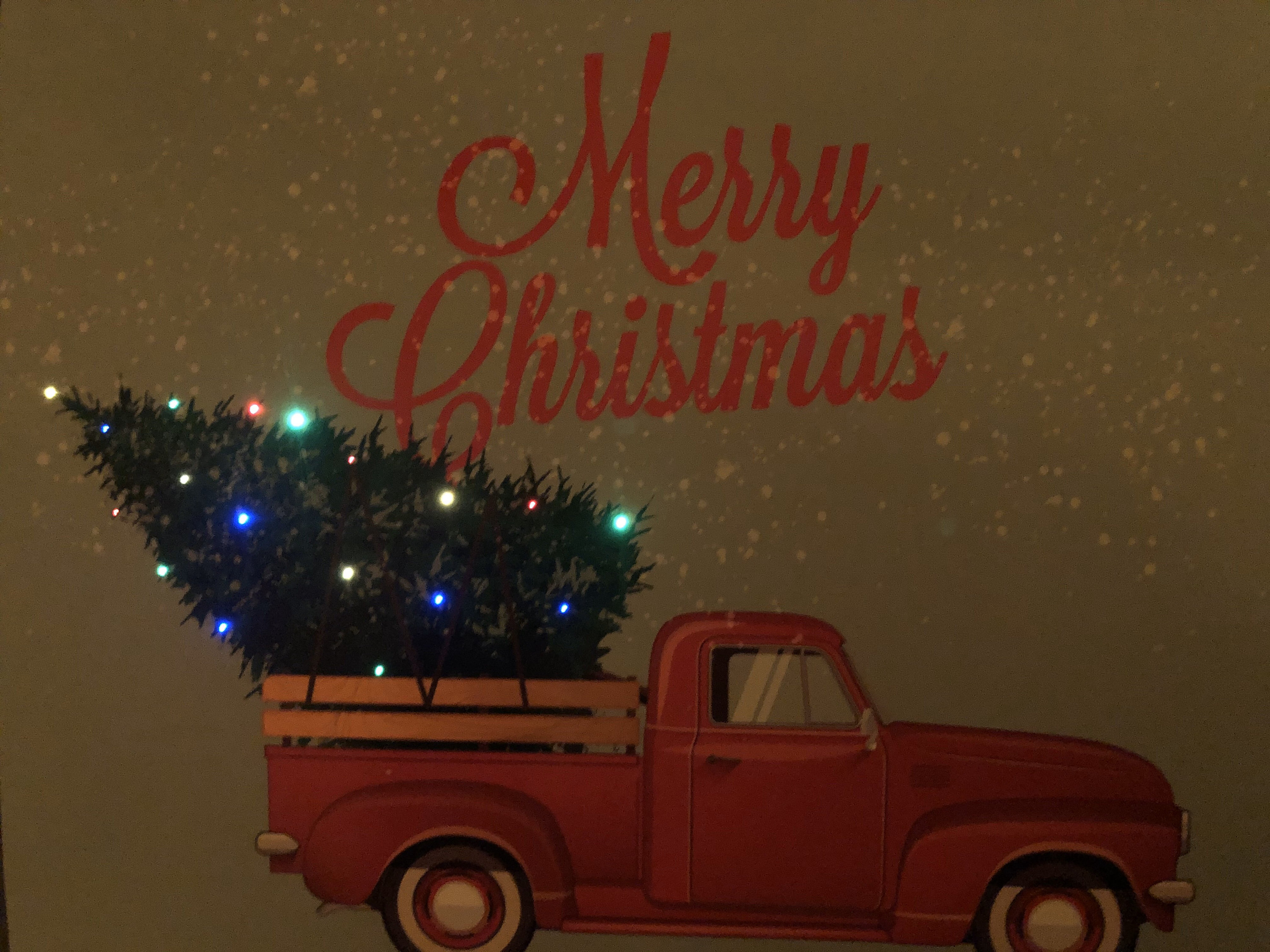 Old Fashioned Red Truck carrying Christmas tree with LED | Etsy