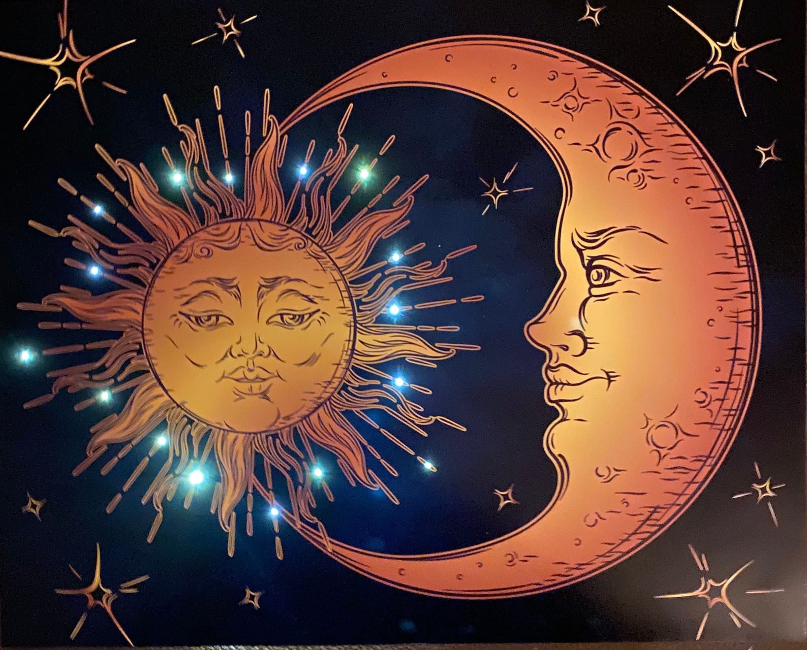 Brilliant Sun and Moon with LED String Lights Etsy