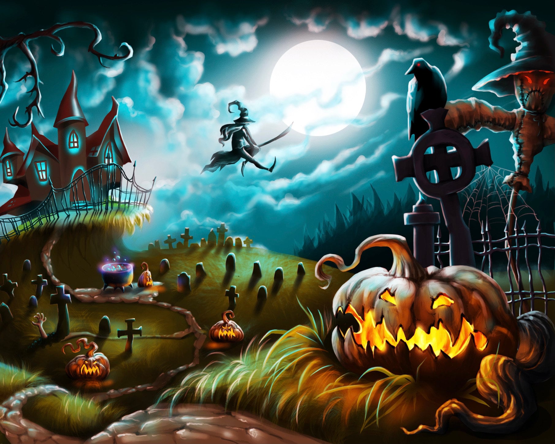 DECOLE　かぼちゃ箱（LED） Witch Celebrates All Hallow's Eve LED Shadowbox - Etsy