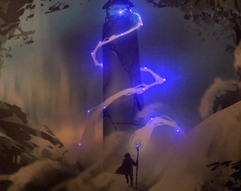 Unique D&D Wizard artwork with LED String Lights