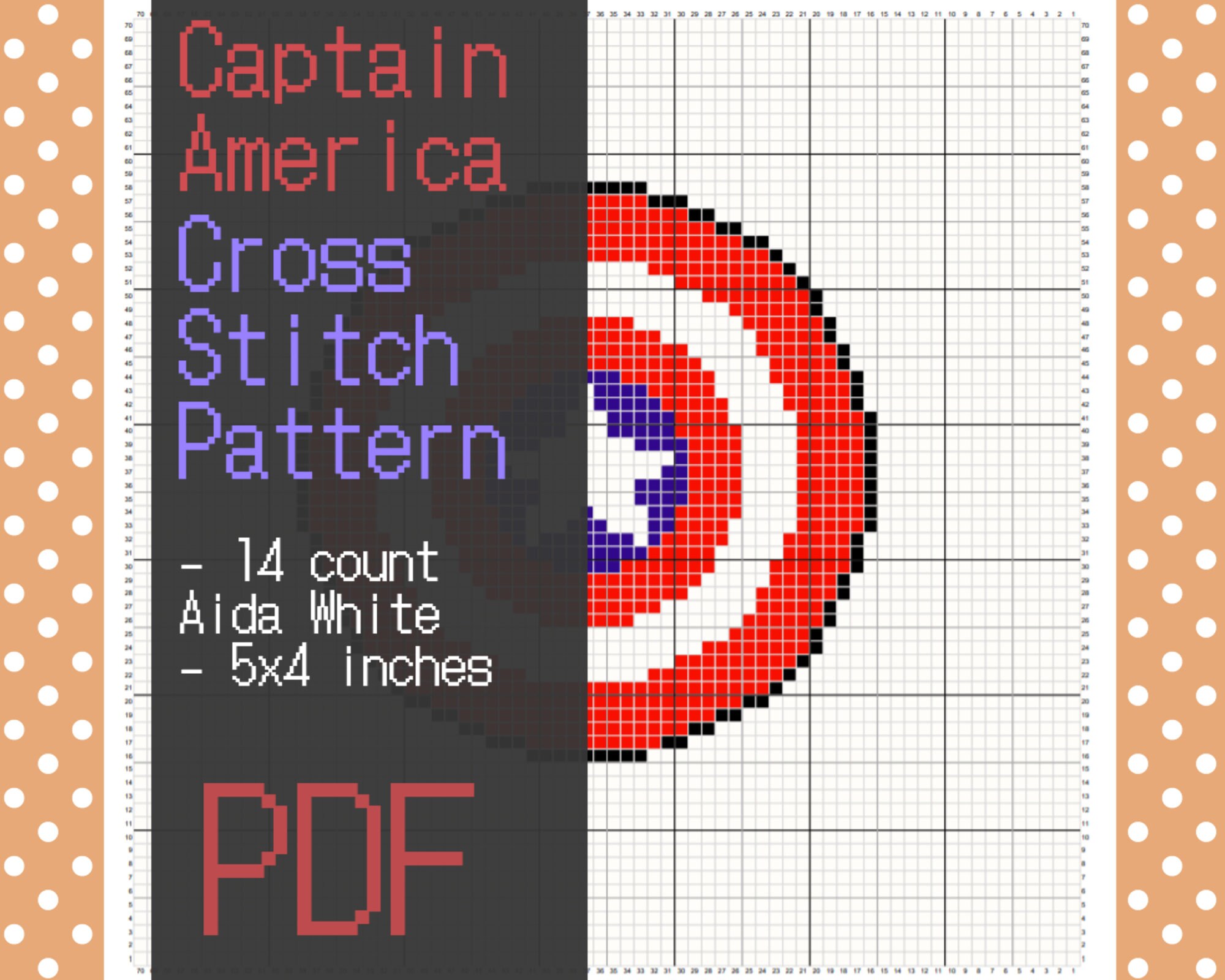 Captain America Logo Cross Stitch Pattern Marvel Etsy Canada