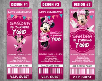 Minnie Mouse Ticket Invitation Etsy