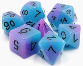 Purple and Blue Glow in the Dark Dungeons and Dragons Dice Set