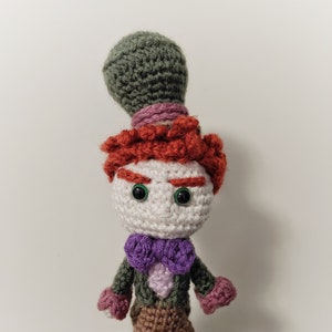 Mad Hatter Crochet Doll, Alice Wonderland, Curly Hair, Whimsical Top Hat, Handmade Doll, Amigurumi doll, Gifts for friends, gift ideas