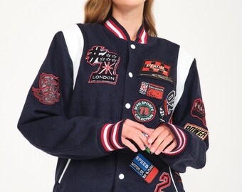 Navy Blue Patch Jacket