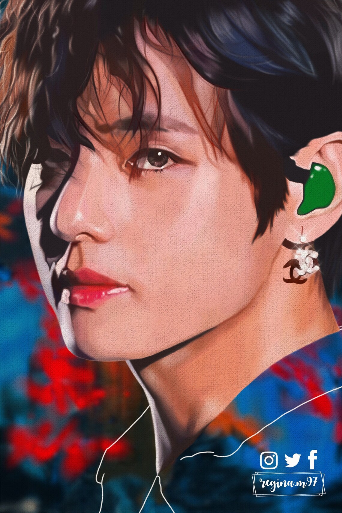 D20 BTS Fanart Artprint BTS V Tae Hyung Long Hair Size Etsy