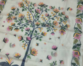 Traditional Silk Muslin jamdani Saree/Muslin Tantuj/Reshom Jamdani With Blouse Piece; DHL Shipping Service