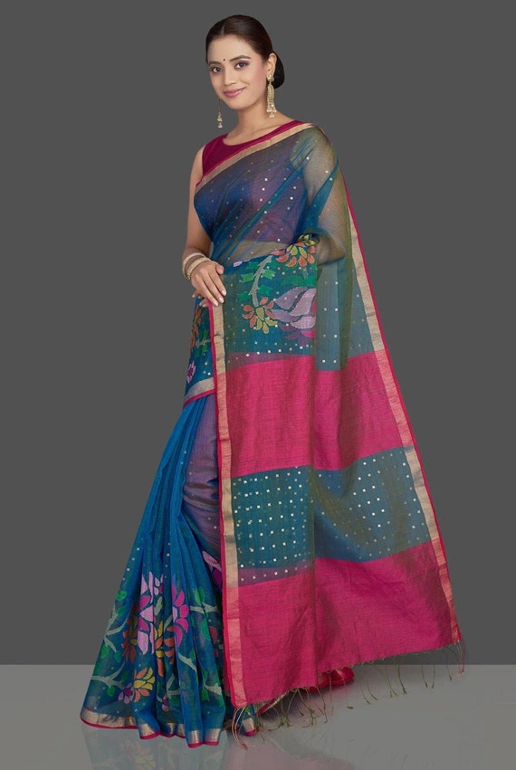 Party Wear Multicolor ASH0506 Pure Matka Muslin Jamdani Saree With Blouse,  Price Rs.1600, 6 m (with blouse piece) at Rs 1600 in Kolkata