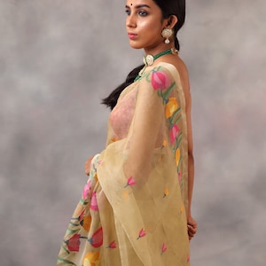 Traditional Silk Muslin jamdani Saree/Muslin Tantuj/Reshom Jamdani With Blouse Piece DHL Shipping Service image 2