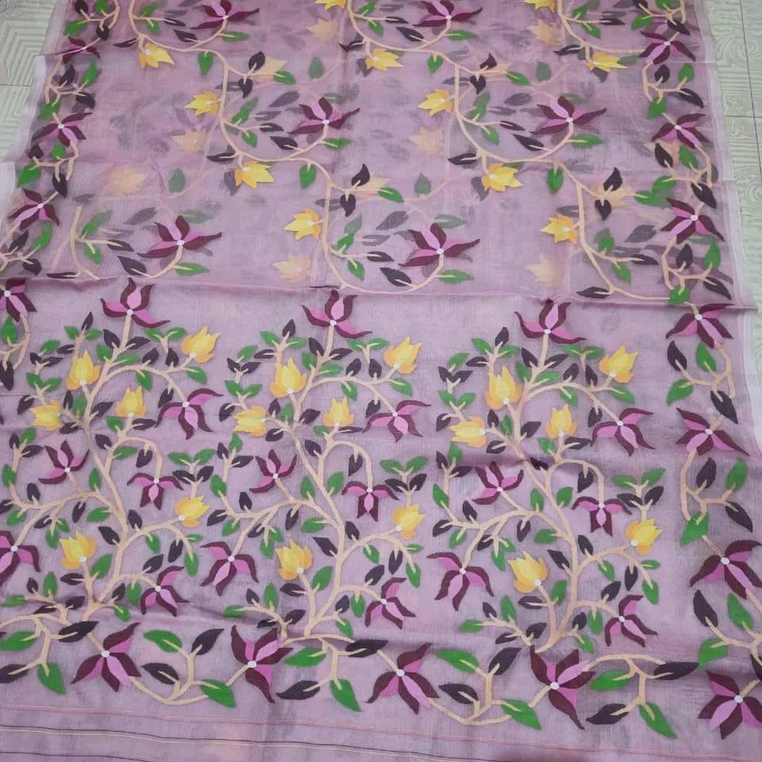 Traditional Silk Muslin Jamdani Saree/muslin Tantuj/reshom Etsy