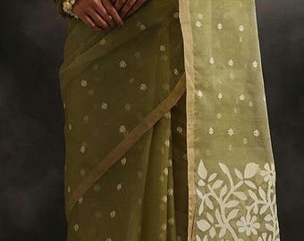 Reshom Muslin/Tantuj Muslin jamdani saree; Free falls and Pikko;DHL Shipping in 4 to 5 days
