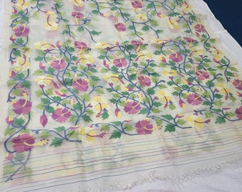 Tradtional Silk Muslin jamdani Saree/Muslin Tantuj/Reshom Jamdani With Blouse Piece; DHL Shipping Service