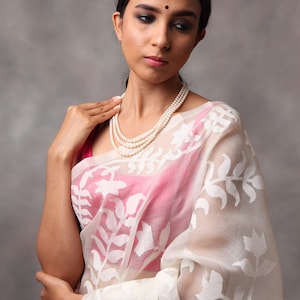 Maroon - Bengal Jamdani Blouse Piece 10