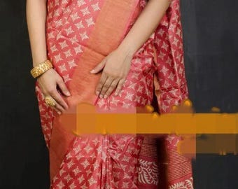 Tussar silk saree; DHL Shipping in 4 to 5 days