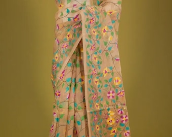 Traditional Tantuj Muslin jamdani saree; Falls and Edging Free; DHL Shipping in 4 to 5 days