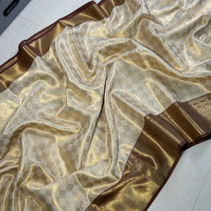 Banarasi soft Katan fancy saree;Falls and Pikko Free; DHL Shipping in 4 to 5 days image 2