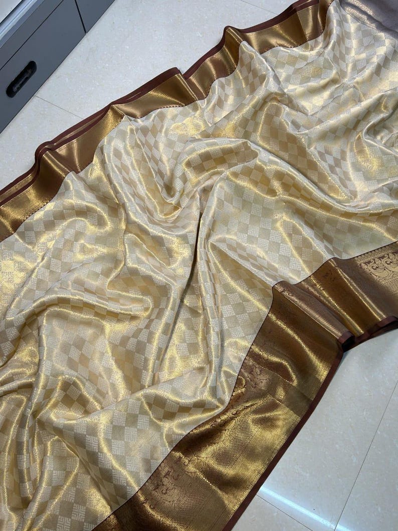 Banarasi soft Katan fancy saree;Falls and Pikko Free; DHL Shipping in 4 to 5 days image 2