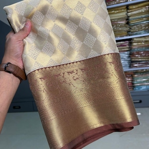 Banarasi soft Katan fancy saree;Falls and Pikko Free; DHL Shipping in 4 to 5 days image 1