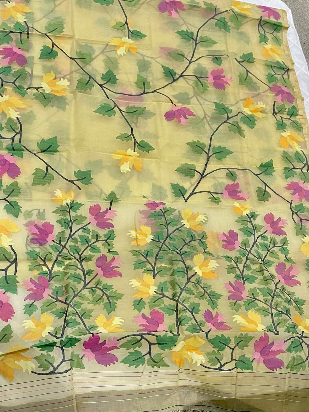 Traditional Silk Muslin Jamdani Saree/muslin Tantuj/reshom Etsy