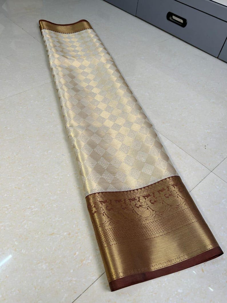 Banarasi soft Katan fancy saree;Falls and Pikko Free; DHL Shipping in 4 to 5 days image 3