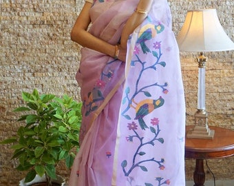 Reshom With Muslin Thread Saree; Jamdani Saree ;Free falls and Pikko; DHL Shipping in 4 to 5 days