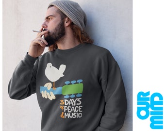 WOODSTOCK Sweatshirt - 3 Days of Peace & Music 1969 Festival Hippy Hippie Retro, USA, Music, LSD, Psychedelic, Acid Mushroom Drugs Men Women